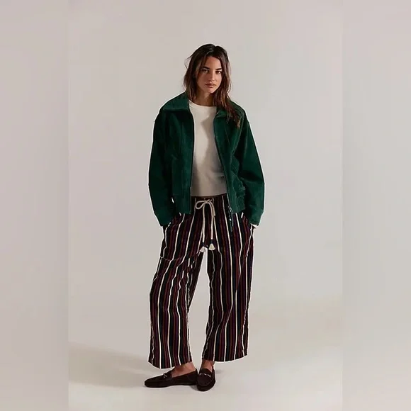 NWT FREE PEOPLE WE THE FREE Easy Peasy Printed Cord Jeans | Brown Combo $148 XS - Picture 1 of 12